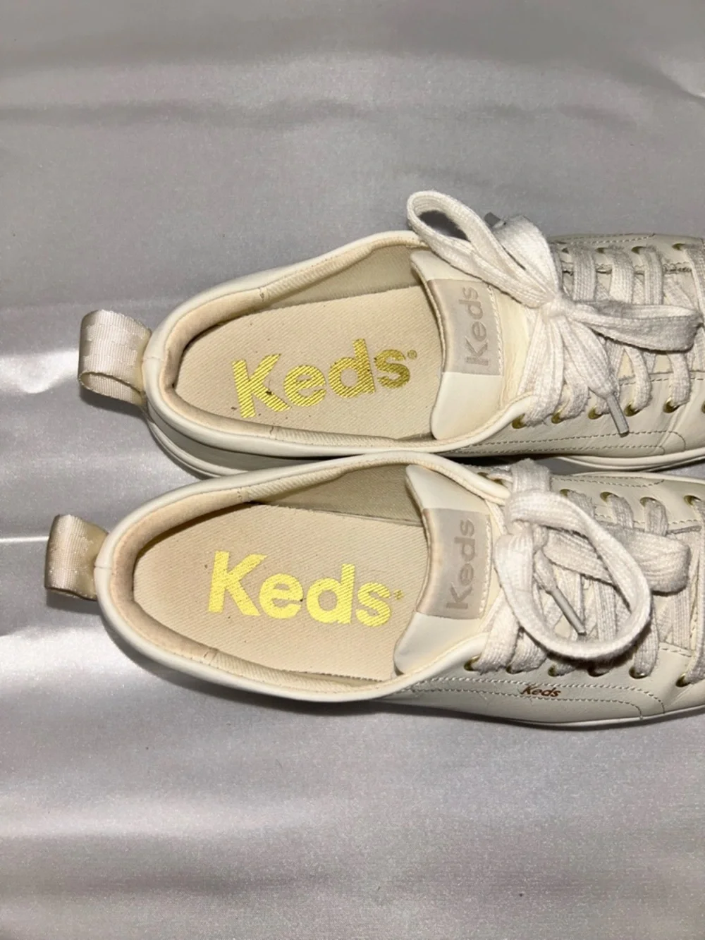 Keds Leather Cream Platform Lace-Up Sneakers | Size 7.5 EU 38 UK 5